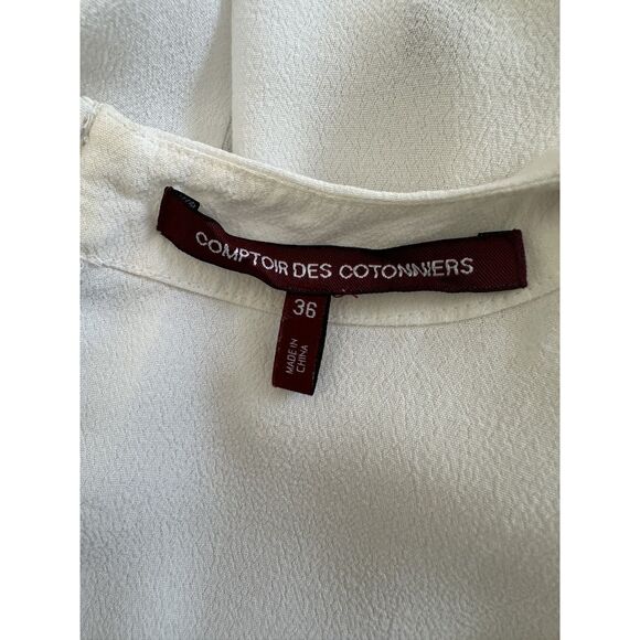 Comptoir Des Cotonniers Cream Embroidery Sleeveless Tank Boho Top size Medium 36 - Picture 3 of 7